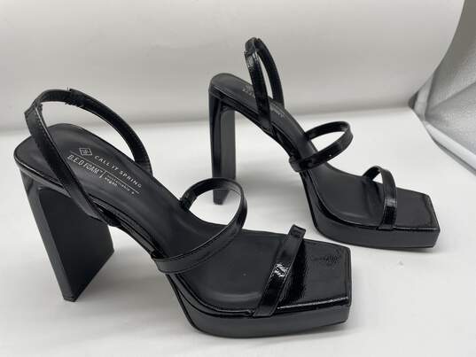 Womens Alysa Black Open Toe Slip-On Strappy Platform Heels Size US 7.5 image number 2