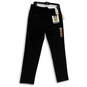 NWT Mens Black Cotton Flat Front Slash Pockets Stretch Khaki Pants Sz 31x30 image number 2