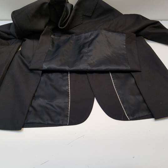 Mens Black Notch Collar Long Sleeve Pockets Single breasted Blazer Size 48 image number 5