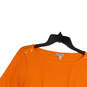 Womens Orange Boat Neck Long Sleeve Pullover Blouse Top Size Medium image number 3