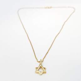 14K Gold Star Of David Diamond Pendant On Box Chain 15in Necklace 2.6g alternative image
