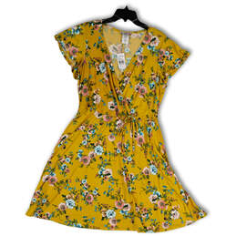 NWT Womens Yellow Floral Surplice Neck Pullover Fit & Flare Dress Size 1X