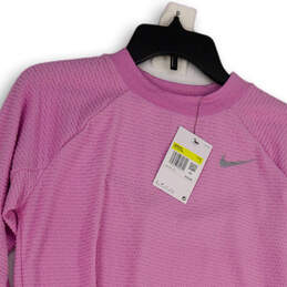 Womens Pink Fleece Dri-Fit Thumb Hole Long Sleeve Activewear T-Shirt Size S