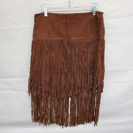 WOMEN'S STETSON BROWN SUEDE FRINGED SKIRT SIZE 10 NWT alternative image