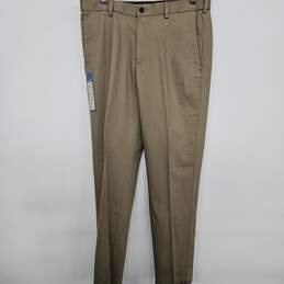 Men's Straight-Fit Flat Front Hidden Comfort Waistband Khakis