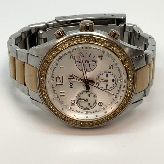 Designer Fossil CH-2797 Two-Tone Chronograph Round Dial Analog Wristwatch image number 3