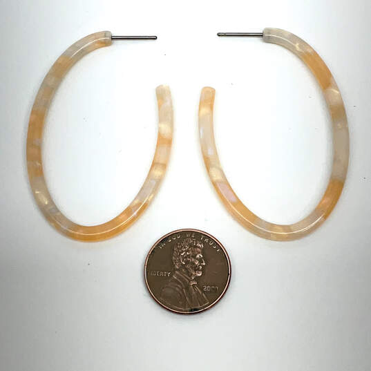 Designer J. Crew Orange Tortoise Acrylic Resin Large Oval Hoop Earrings image number 1