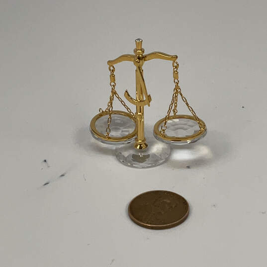 Designer Swarovski Gold-Tone Crystal Cut Stone Balance Scale Figurine image number 2