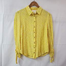 Anthropologie Maeve Yellow Button Up LS Shirt Women's 6