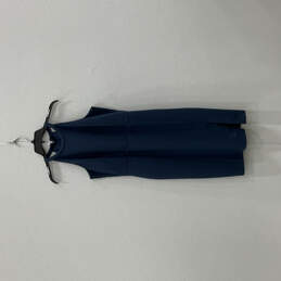 NWT Womens Blue Round Neck Sleeveless Slit Knee Length Sheath Dress Size 6