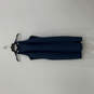NWT Womens Blue Round Neck Sleeveless Slit Knee Length Sheath Dress Size 6 image number 1