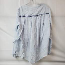 Anthropologie Women's Blue Embroidered Long Sleeve Buttoned Blouse Size L alternative image