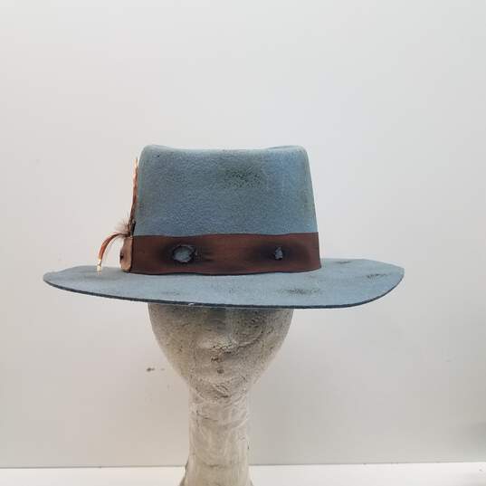 Straw & Wool Hat Ori Collection- The Idlewild Size Large, Blue image number 1
