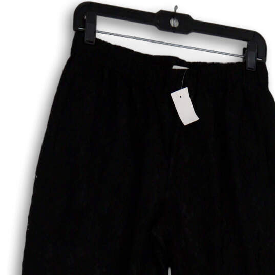 NWT Womens Black Lace Elastic Waist Regular Fit Pull-On Ankle Pants Size 6 image number 3