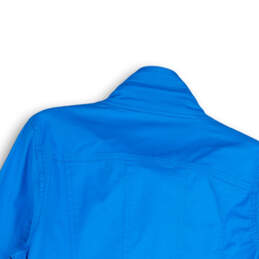 Womens Blue Mock Neck Long Sleeve Pockets Full-Zip Jackets Size PL