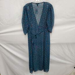 NWT Torrid WM's Chiffon Ruched Sleeve Kimono Floral Teal Maxi Dress Size 1 alternative image