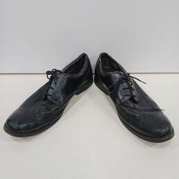 Mens 96-98724 Black Leather Lace Up Wing Tip Low Top Oxford Dress Shoes Size 12M