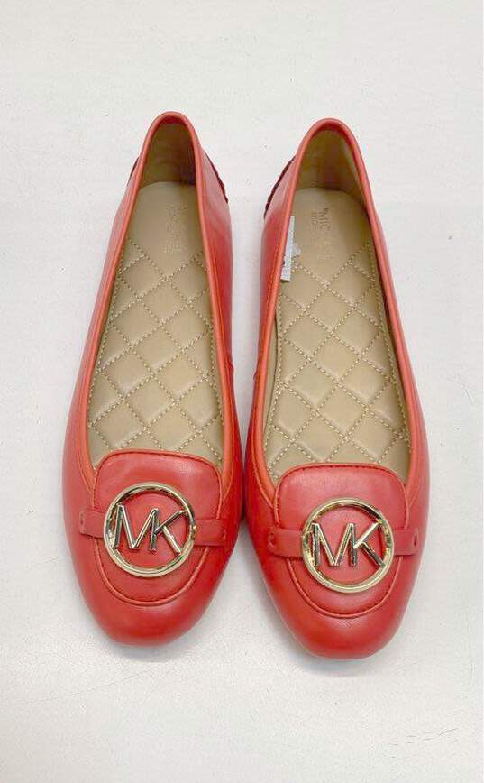 Michael Kors Orange Leather Ballet Flats Loafers Shoes Size 8 M image number 5
