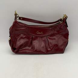 Coach Womens Red Leather Ashley Inner Pocket Detachable Strap Zipper Hobo Bag