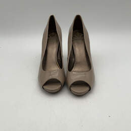 Womens Beige Patent Leather Open-Toe Slip-On Stiletto Heels Size 9.5 alternative image