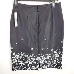 Tahari Women Black Floral Midi Pencil Skirt Sz 4 alternative image