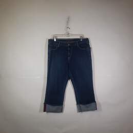 Womens Regular Fit Cuffed Straight Leg Denim Capri Jeans Size 14 R