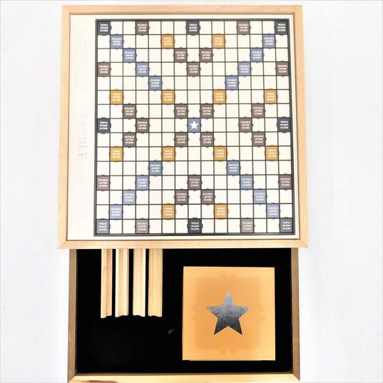WS Game Company Scrabble Luxe Maple Edition with Rotating Solid  Wood Cabinet image number 4