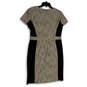 NWT Womens Tan Black Tweed Colorblock Short Sleeve Back Zip Sheath Dress 12 image number 2