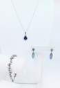 Artisan 925 Amethyst Faceted Teardrop Pendant Necklace Abalone Drop Post Earrings & Dark Pearl & Crystal Beaded Bracelet 16.8g image number 1