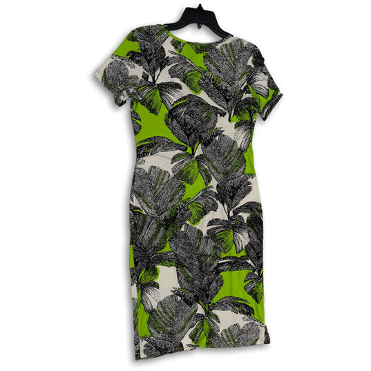 NWT Womens Black Green Floral Short Sleeve Pullover Shift Dress Size S image number 4