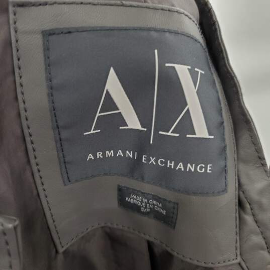 Armani Exchange Gray Faux Leather Full Zip Moto Jacket MN Size S NWT image number 3
