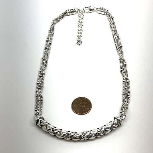 Designer Brighton Silver-Tone Braidy Retired Arch Weave Chain Necklace image number 3