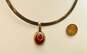 Mexican Artisan 925 Sterling Silver Red Jasper Inlay Pendant On Collar Necklace 35.5g image number 4