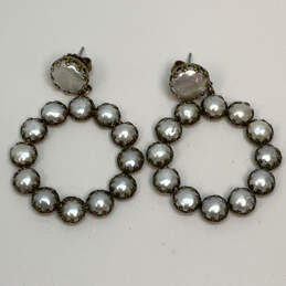 Designer Sorrelli Gold-Tone Silver Faux Pearl Fashionable Hoop Earrings alternative image