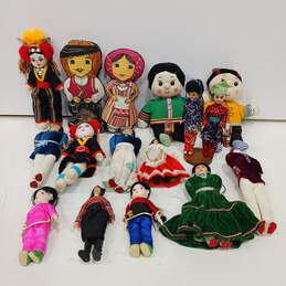 Bundle of 16 Assorted Dolls Representing Different Cultures