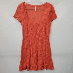 Free People Women's Red/Orange Sun Dress Size L