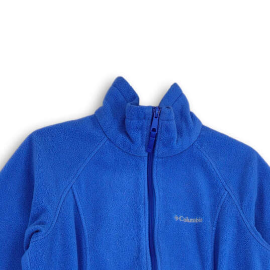 Womens Blue Long Sleeve Mock Neck Full-Zip Jacket Size Small image number 3