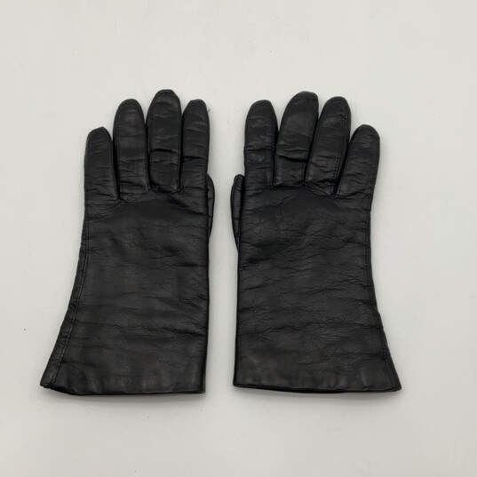 Mens Black Leather Rabbit Fur Multipurpose Casual Winter Gloves Size 7 image number 1