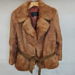 Wm VTG. Peking Fur Brown Coat Mid Length Sz M Hong Kong
