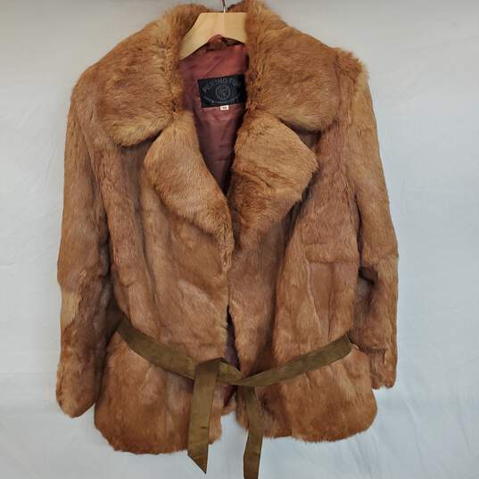 Wm VTG. Peking Fur Brown Coat Mid Length Sz M Hong Kong image number 1