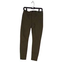 Womens Green Straight Leg Flat Front Coin Pocket Mid Rise Chino Pants Size US 27