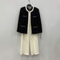 NWT Womens Black White Open Front Blazer And Pant Two Piece Suit Set Sz 18W image number 1