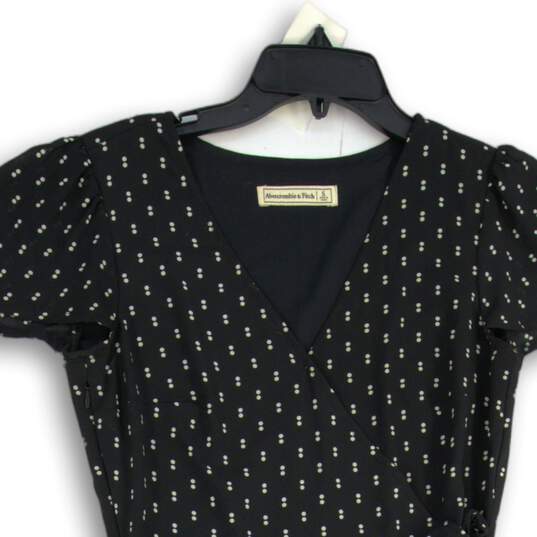 Abercrombie & Fitch Womens Black White Polka Dot Short Sleeve Wrap Dress Size S image number 3
