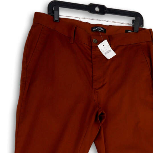 NWT Mens Brown Flat Front Straight Leg Slash Pocket Chino Pants Size 34x32 image number 3