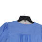 NWT Womens Blue V-Neck 3/4 Sleeve Smocked Pullover Blouse Top Size Small image number 4