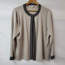 Misook Petite Tan Acrylic Open Cardigan Sweater Women's L
