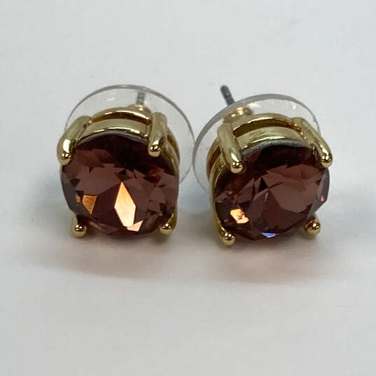 Designer Kate Spade New York Gold-Tone Crystal Gumdrop Stud Earrings image number 3