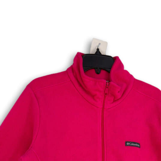 Womens Pink Fleece Mock Neck Long Sleeve Full-Zip Jacket Size XL image number 3