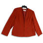 Womens Orange Long Sleeve Zipped Pocket Collarless Open Front Blazer Sz 14 image number 3