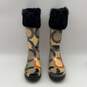 Coach Womens Beige Black Peony Fur Trim Rubber Waterproof Tall Rain Boots Size 7 image number 3